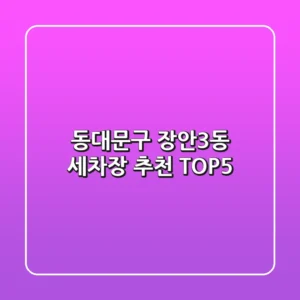 동대문구 장안3동 세차장 추천 TOP5