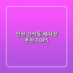 인천 간석동 세차장 추천 TOP5