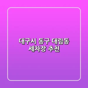 대구시 동구 대림동 세차장 추천