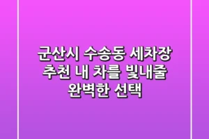 군산시 수송동 세차장 추천: 내 차를 빛내줄 완벽한 선택!