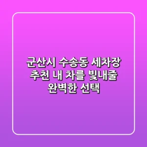 군산시 수송동 세차장 추천: 내 차를 빛내줄 완벽한 선택!
