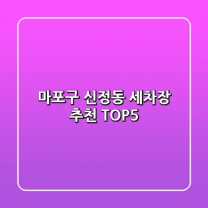 마포구 신정동 세차장 추천 TOP5