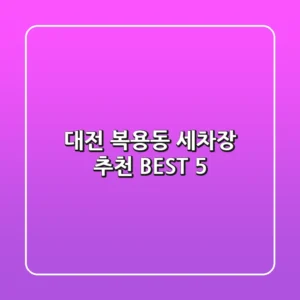 대전 복용동 세차장 추천 BEST 5