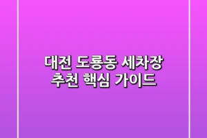 대전 도룡동 세차장 추천 핵심 가이드