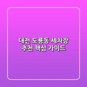 대전 도룡동 세차장 추천 핵심 가이드