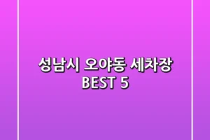 성남시 오야동 세차장 BEST 5
