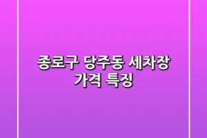 종로구 당주동 세차장 가격 특징