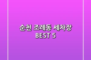 순천 조례동 세차장 BEST 5