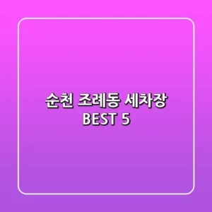 순천 조례동 세차장 BEST 5