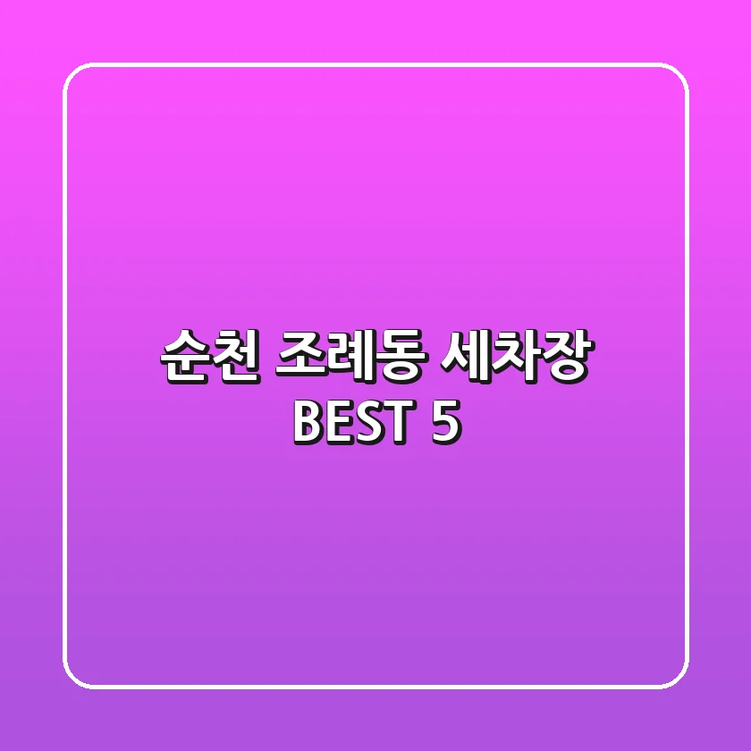 순천 조례동 세차장 BEST 5