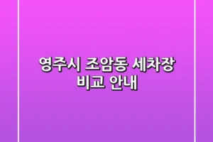 영주시 조암동 세차장 비교 안내