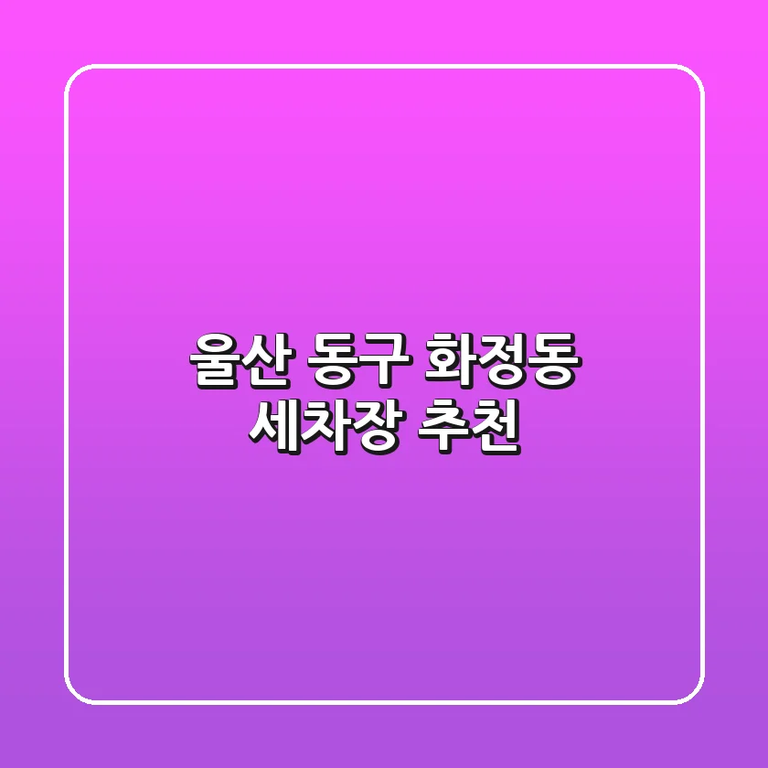 울산 동구 화정동 세차장 추천
