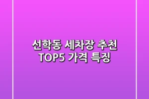 선학동 세차장 추천 TOP5 가격 특징