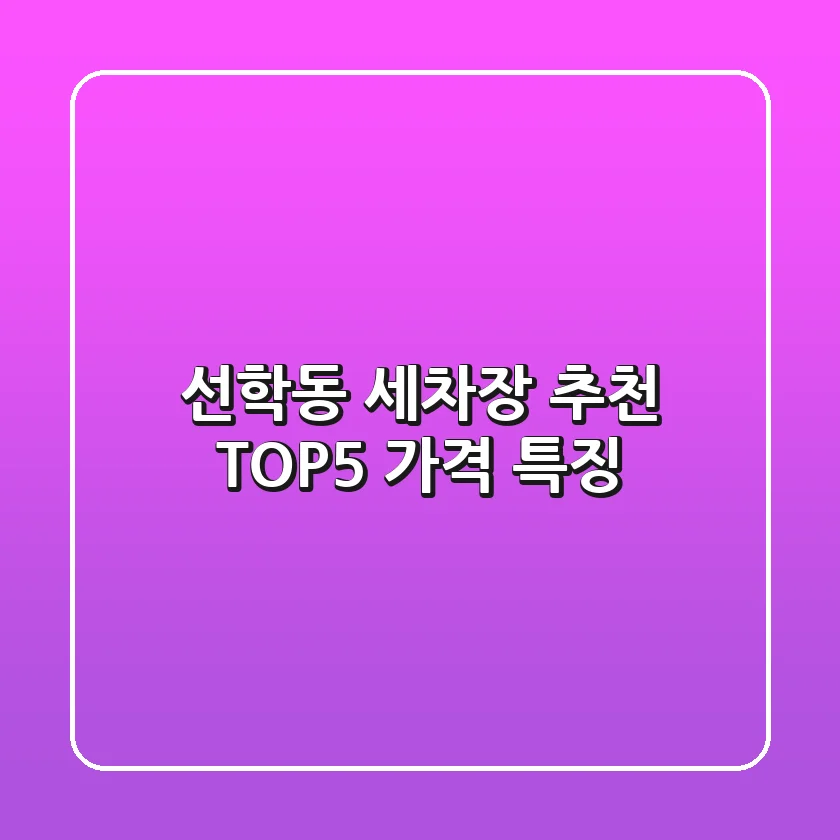 선학동 세차장 추천 TOP5 가격 특징