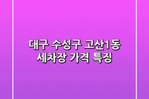 대구 수성구 고산1동 세차장: 가격 특징