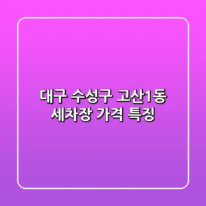 대구 수성구 고산1동 세차장: 가격 특징