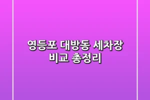 영등포 대방동 세차장 비교 총정리