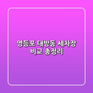 영등포 대방동 세차장 비교 총정리