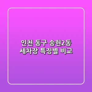 인천 동구 송현2동 세차장 특징별 비교