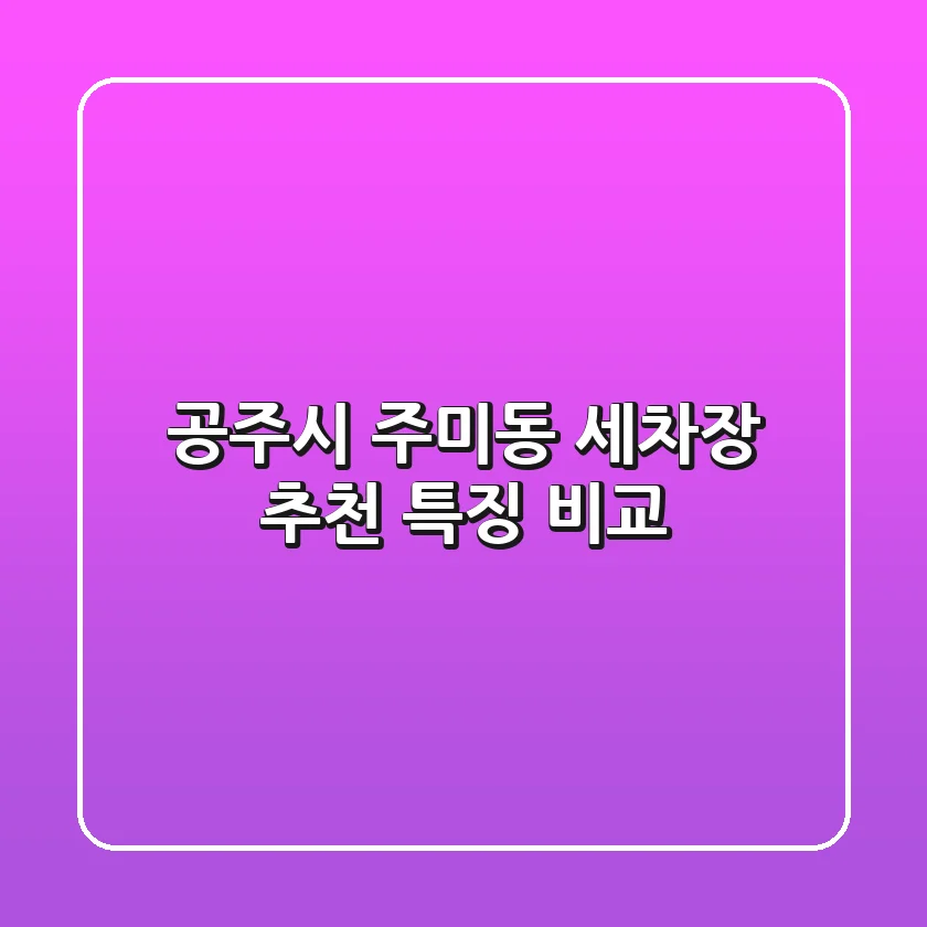 공주시 주미동 세차장 추천, 특징 비교