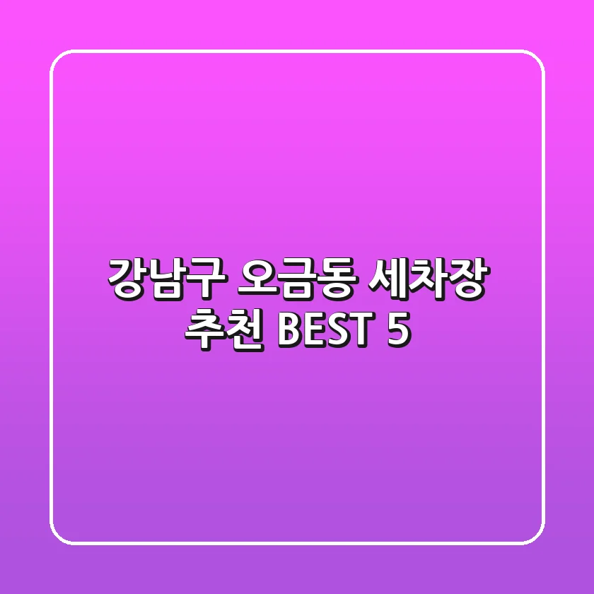 강남구 오금동 세차장 추천 BEST 5