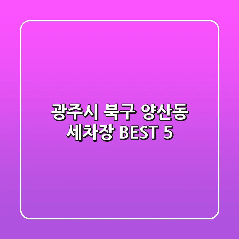 광주시 북구 양산동 세차장 BEST 5
