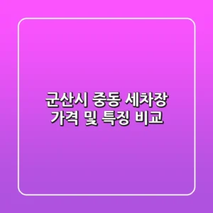 군산시 중동 세차장: 가격 및 특징 비교