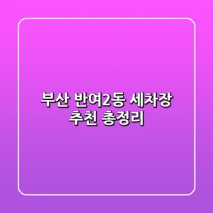 부산 반여2동 세차장 추천 총정리
