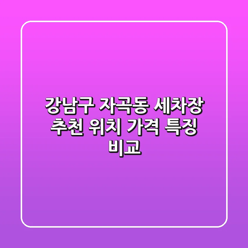 강남구 자곡동 세차장 추천: 위치, 가격, 특징 비교