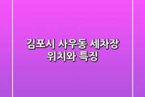 김포시 사우동 세차장 위치와 특징