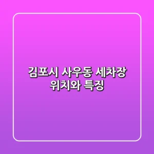 김포시 사우동 세차장 위치와 특징