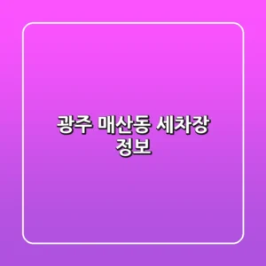 광주 매산동 세차장 정보