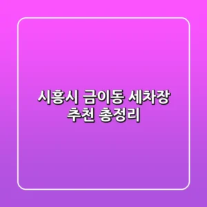 시흥시 금이동 세차장 추천 총정리