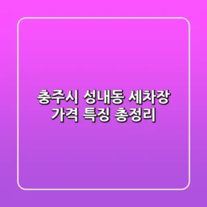 충주시 성내동 세차장 가격, 특징 총정리