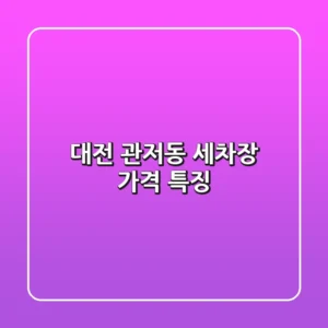 대전 관저동 세차장 가격 특징
