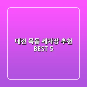 대전 목동 세차장 추천 BEST 5