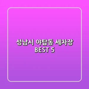 성남시 야탑동 세차장 BEST 5