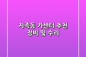 지족동 카센터 추천: 정비 및 수리