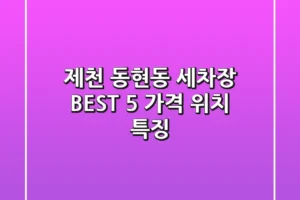 제천 동현동 세차장 BEST 5 가격 위치 특징