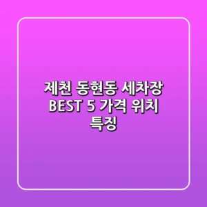 제천 동현동 세차장 BEST 5 가격 위치 특징