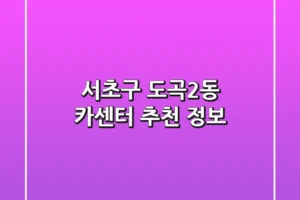 서초구 도곡2동 카센터 추천 정보