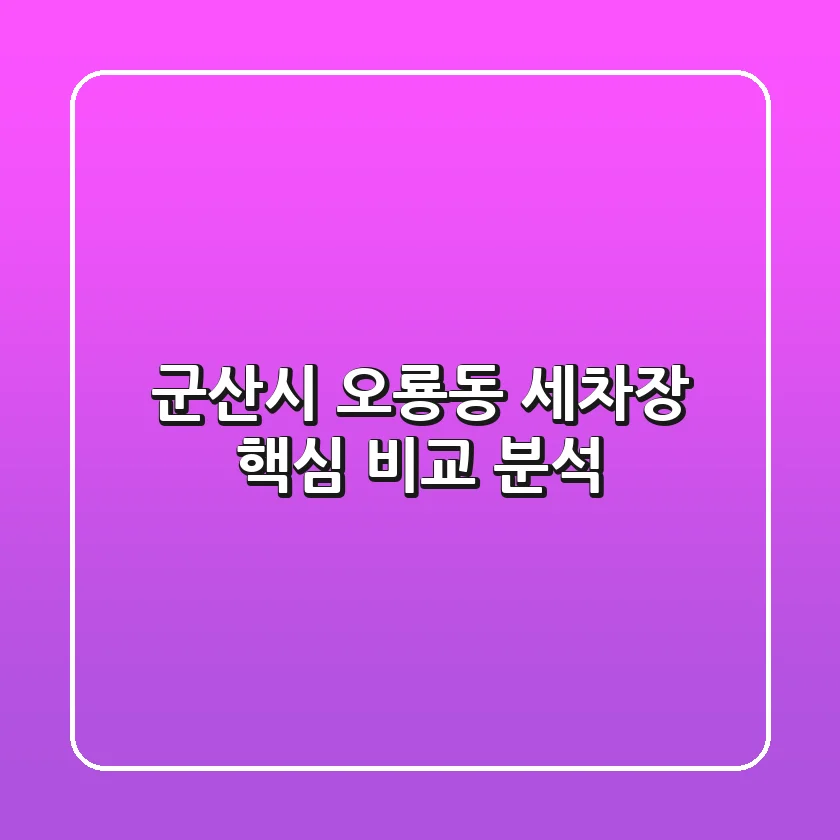 군산시 오룡동 세차장, 핵심 비교 분석