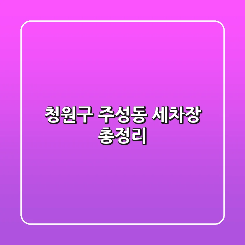 청원구 주성동 세차장 총정리