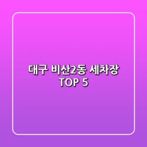 대구 비산2동 세차장 TOP 5