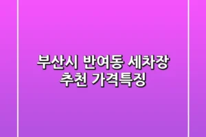 부산시 반여동 세차장 추천: 가격/특징