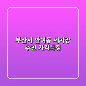 부산시 반여동 세차장 추천: 가격/특징