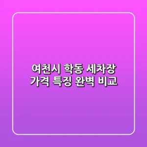 여천시 학동 세차장: 가격 특징 완벽 비교