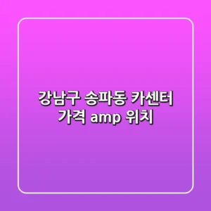 강남구 송파동 카센터, 가격 & 위치