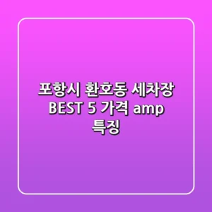 포항시 환호동 세차장 BEST 5 | 가격 & 특징