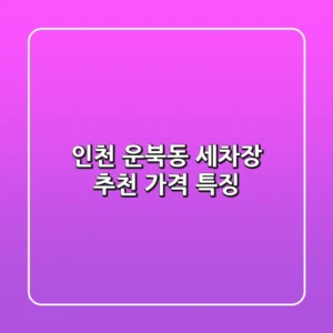 인천 운북동 세차장 추천: 가격 특징
